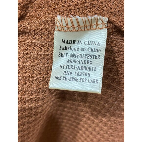 New L&B Womens Waffle Knit Brown Long Sleeve Button Down Shirt Dress Size Large - Picture 6 of 9